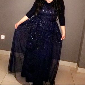 Sequin navy blue dress